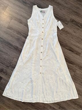 Paradise Found Bamboo White Button Front Tank Dress New